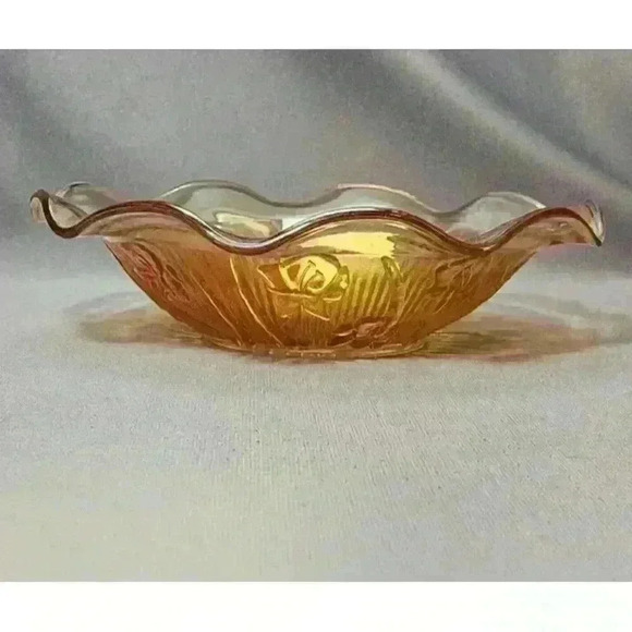 Vintage Jeannette Iris & Herringbone Marigold Centerpiece Bowl Carnival Glass - Picture 4 of 8